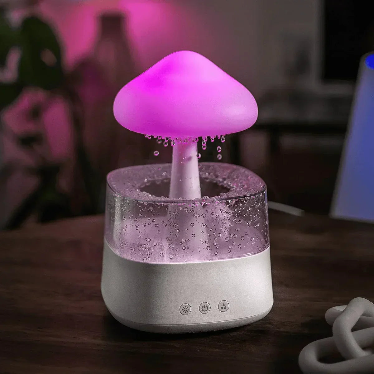 CalmCloud – Umidificatore d'aria a pioggia con design a fungo e nuvola – Sonno e rilassamento