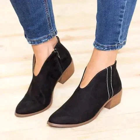 Elegantní kozačky ve tvaru V se zipem - Charlee