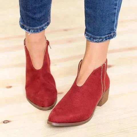 Elegantní kozačky ve tvaru V se zipem - Charlee
