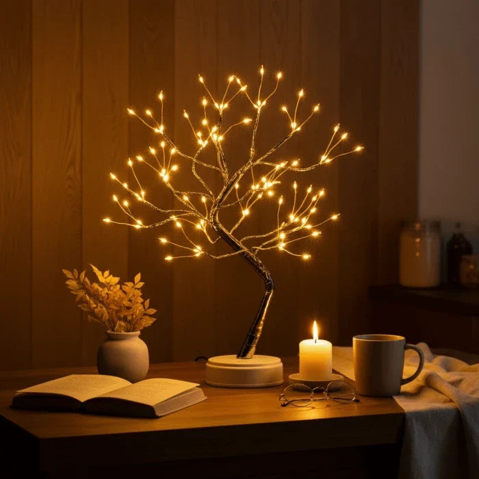 Lichterbaum als Tischlampe – dekorative Zweige mit genug Licht zum Lesen