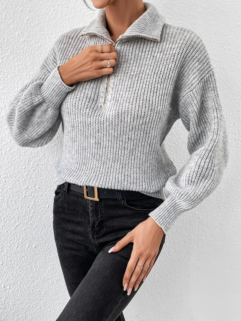 Dafiny - Pull décontracté avec fermeture éclair pour femmes