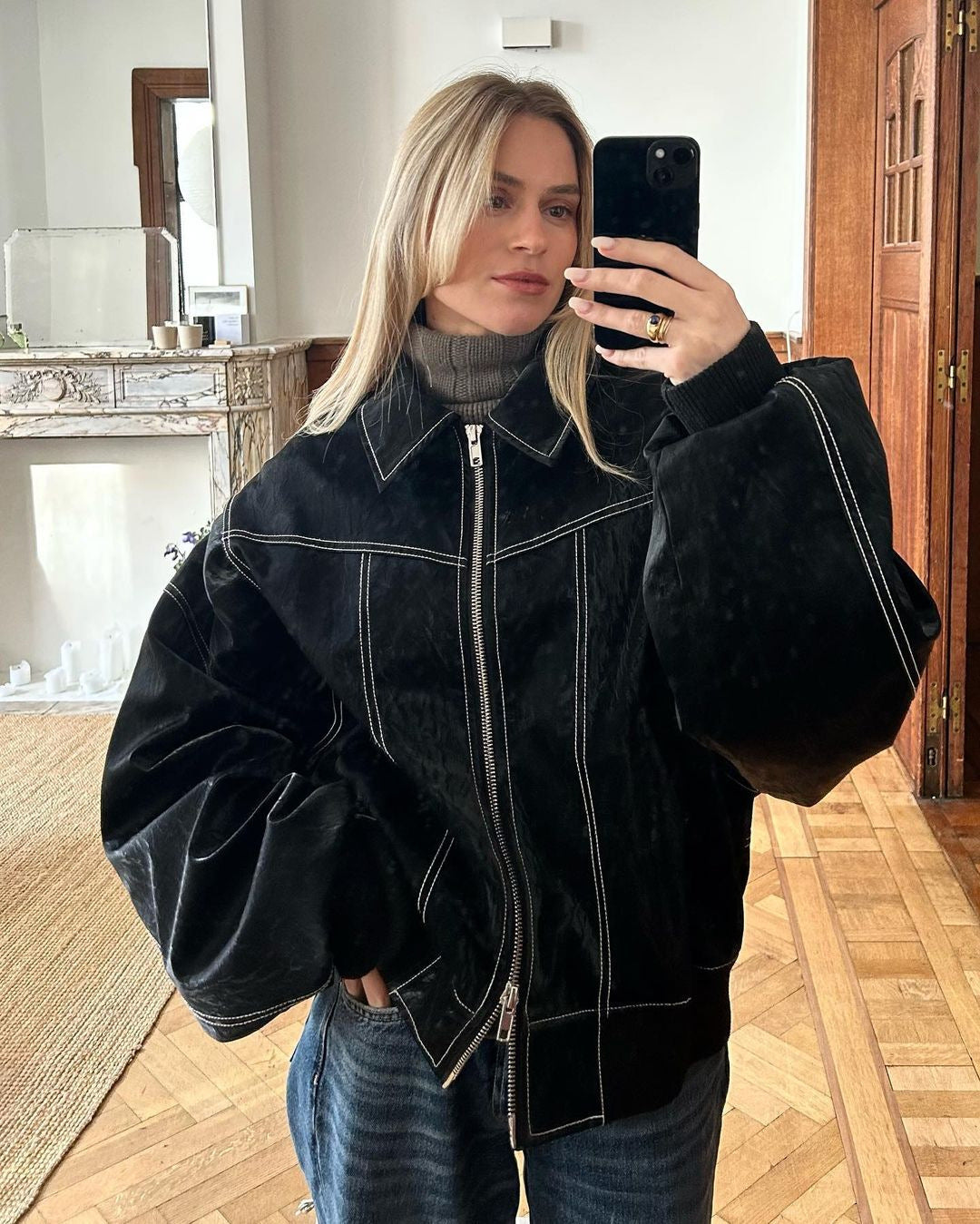 Whitley bunda - elegantná kožená bomber bunda pre ženy