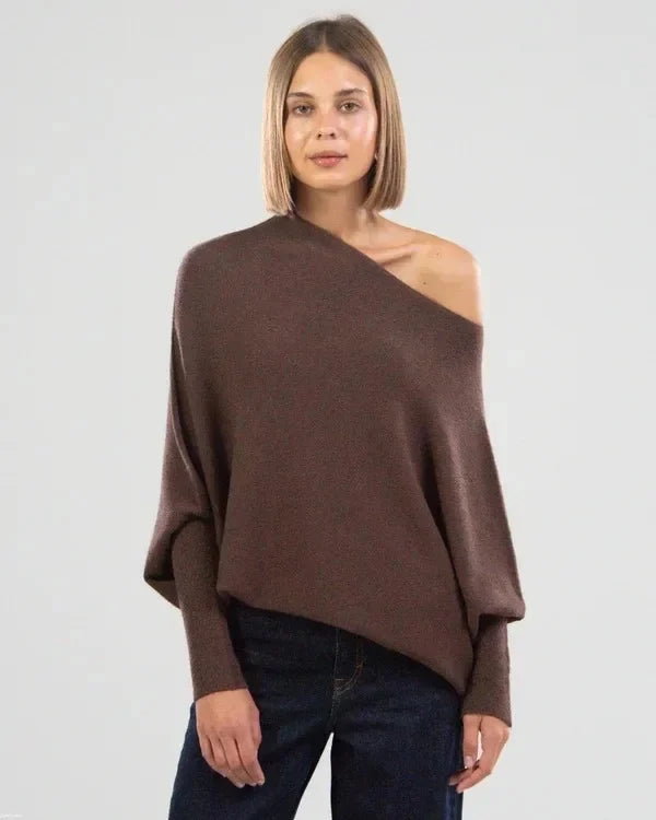 Maglione asimmetrico alla moda con drappeggi - Inara
