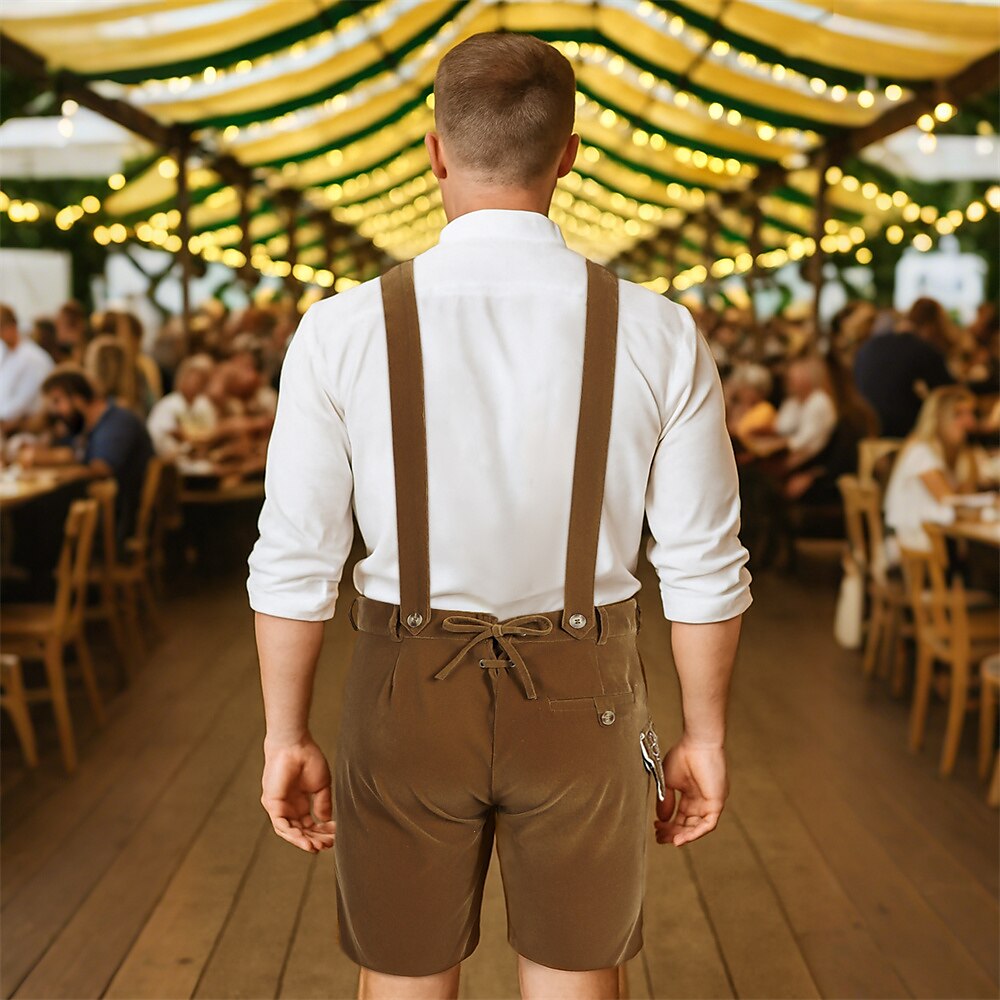Berggeist – bavorské kožené nohavice hnedé s výšivkou – Oktoberfest pánske