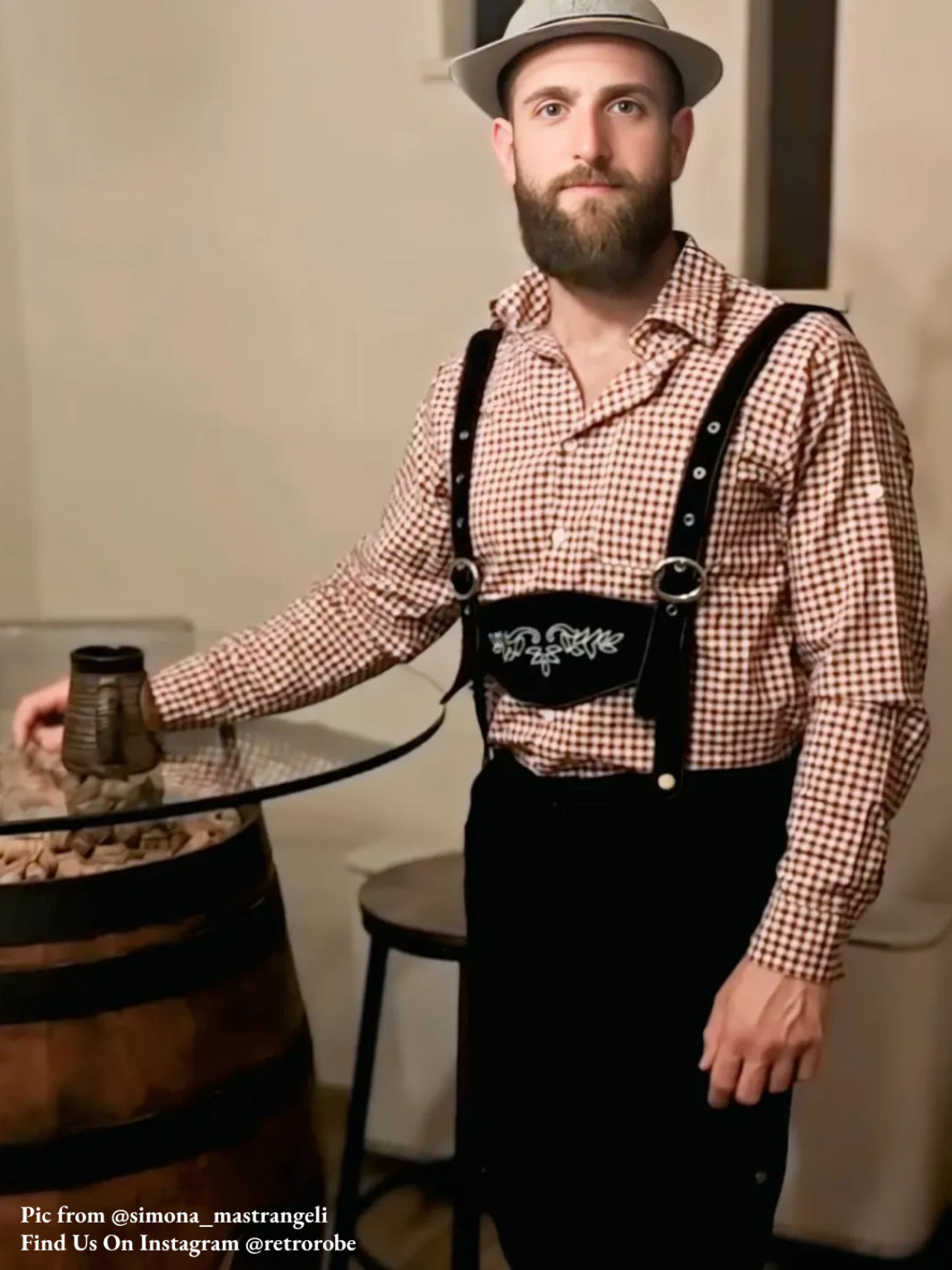 Gaudibursch – pánsky kostým s košeľou, trakovými nohavicami a klobúkom – Oktoberfest set
