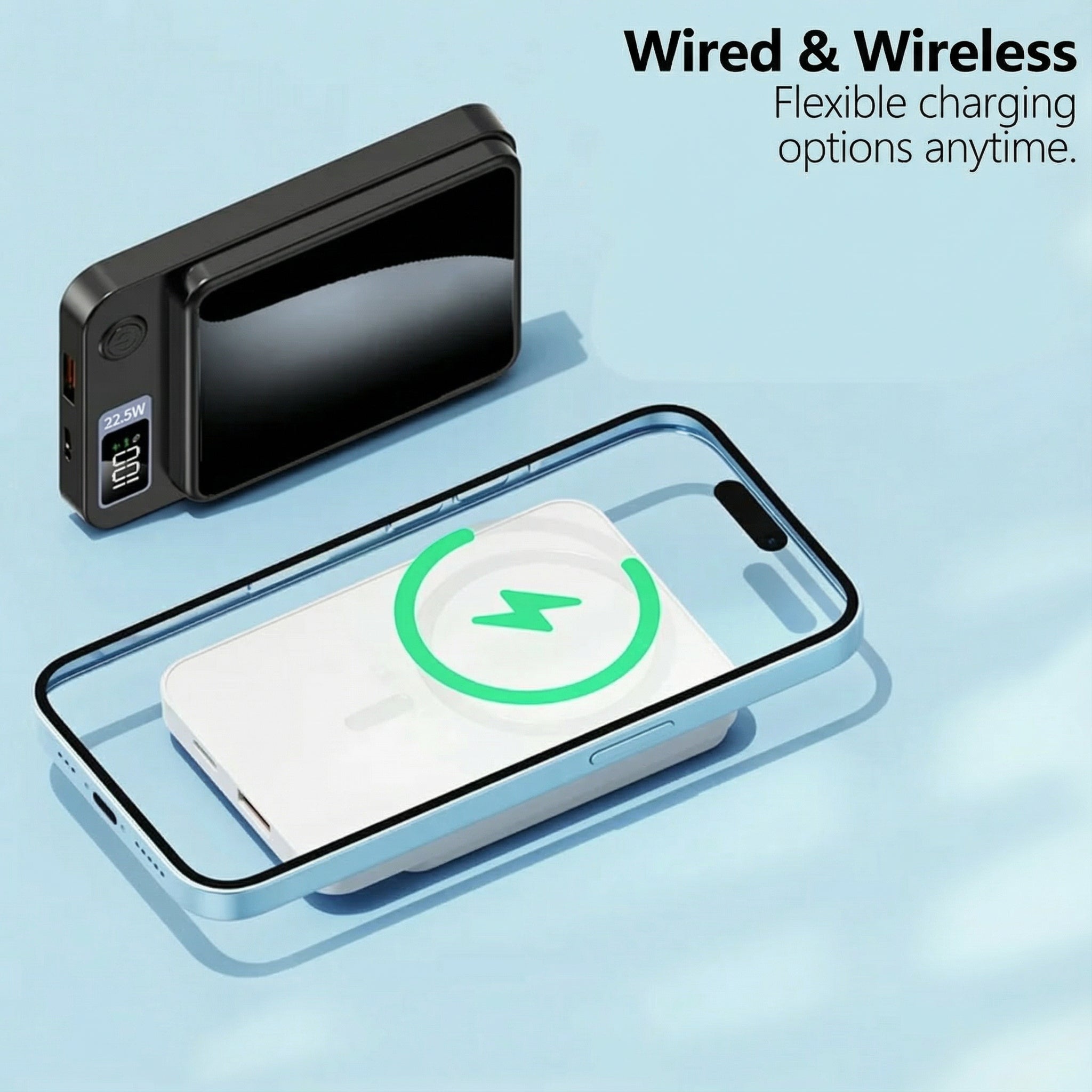 Bezdrátová powerbanka – 30000 mAh, 22,5W rychlé nabíjení a magnetický design