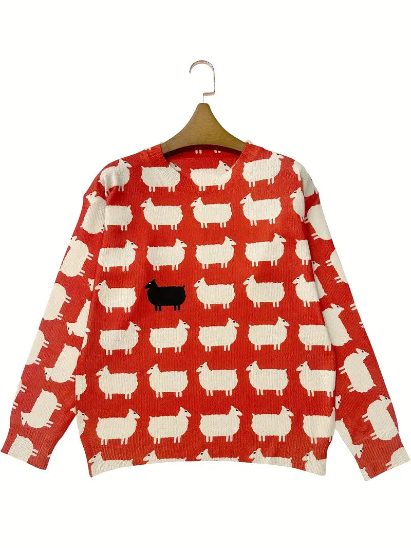 Kira | Pull à col rond motif mouton 3D