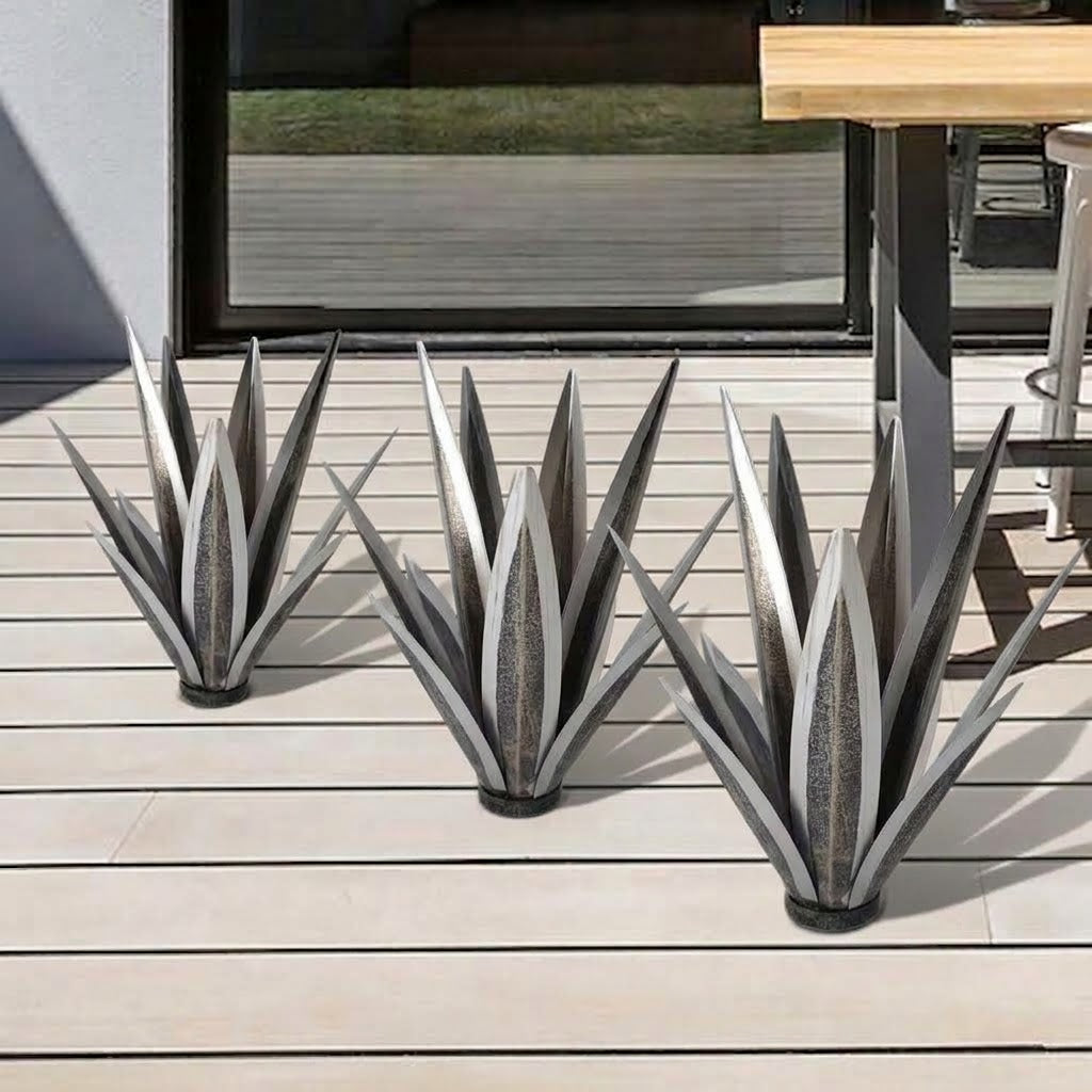 Gartenstecker Metall – Agave Gartendeko für Beet, Terrasse und Außenbereich