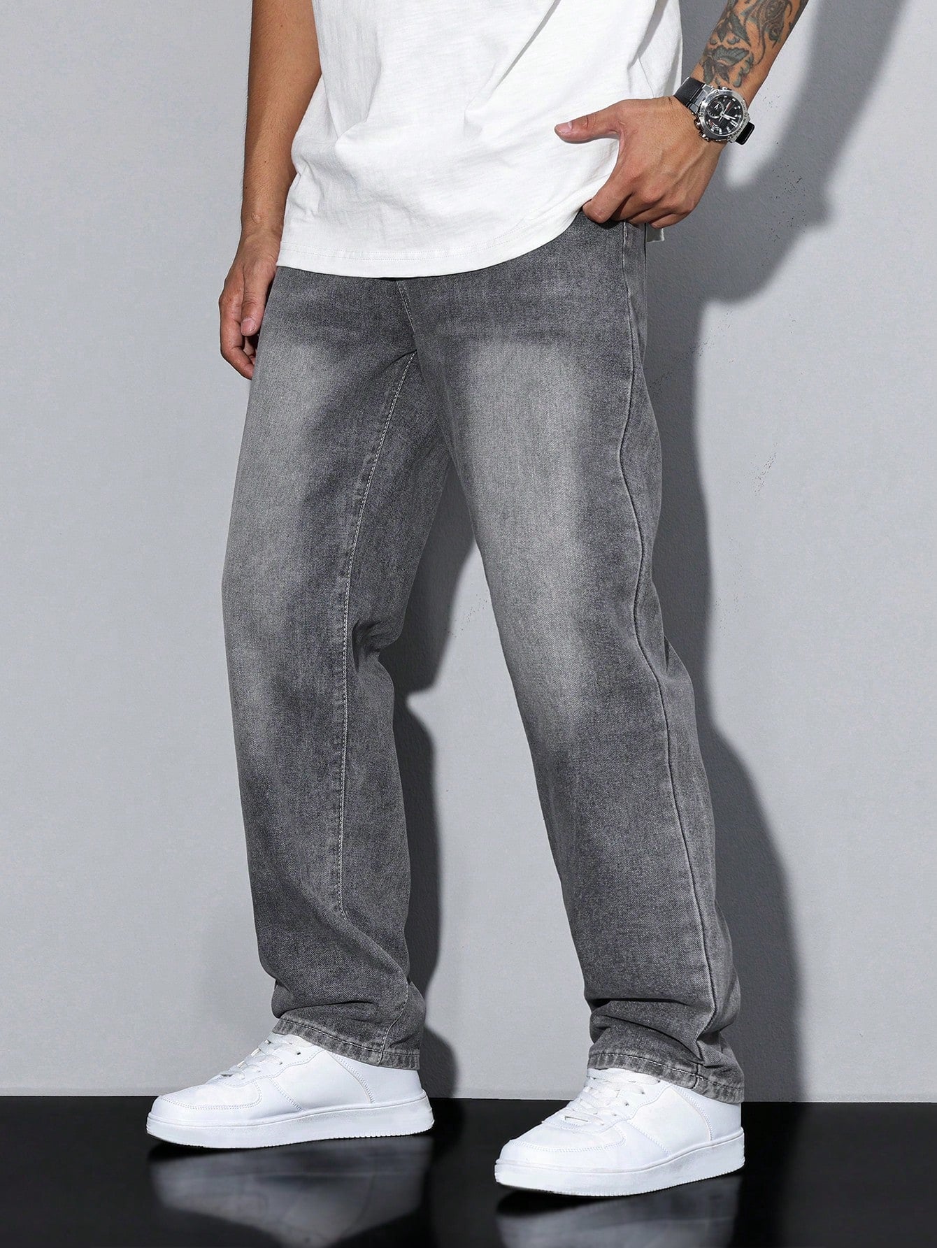 UrbanEase – Herren Jeans Daan in Uni-Farbe – Zeitloser Allrounder