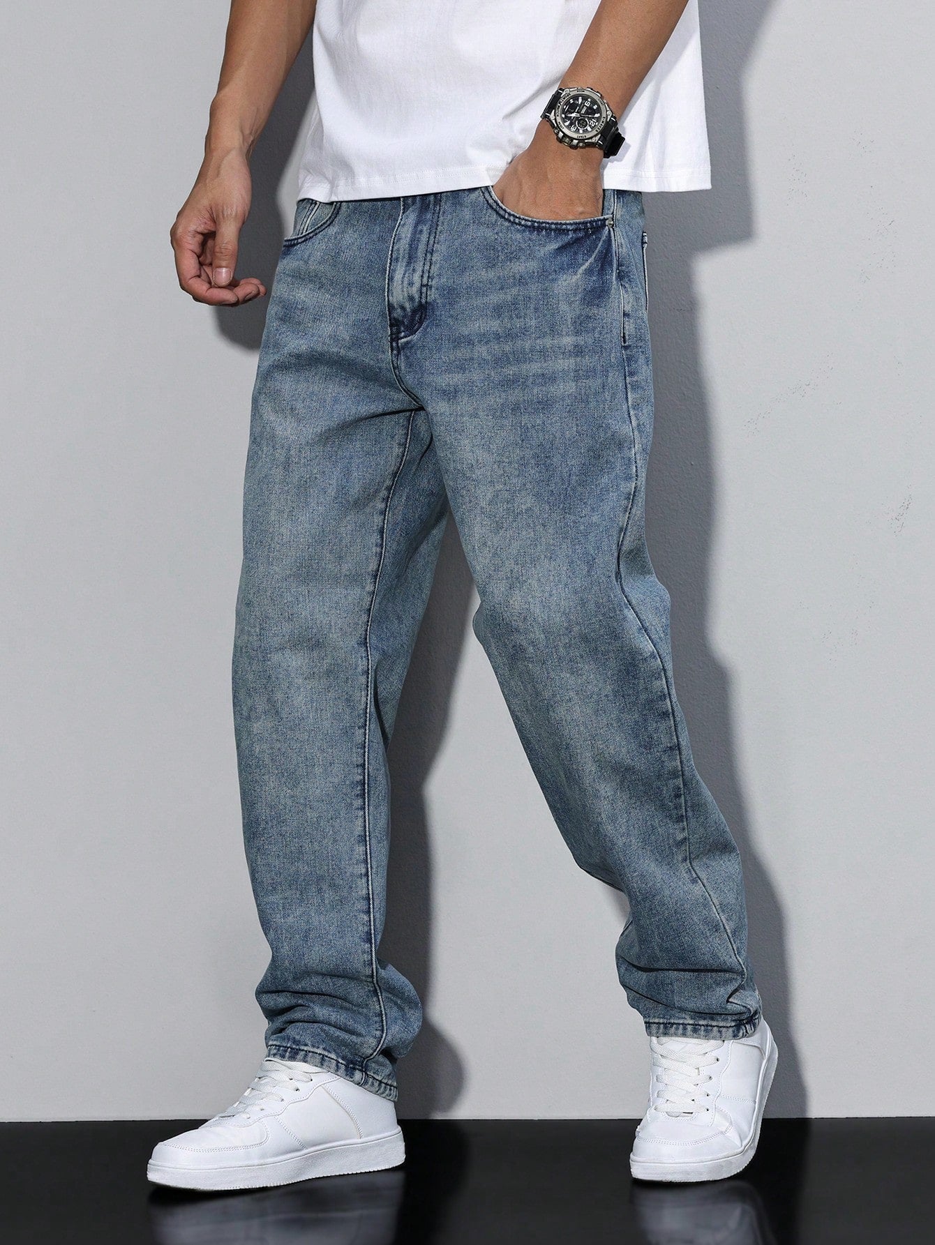 UrbanEase – Herren Jeans Daan in Uni-Farbe – Zeitloser Allrounder