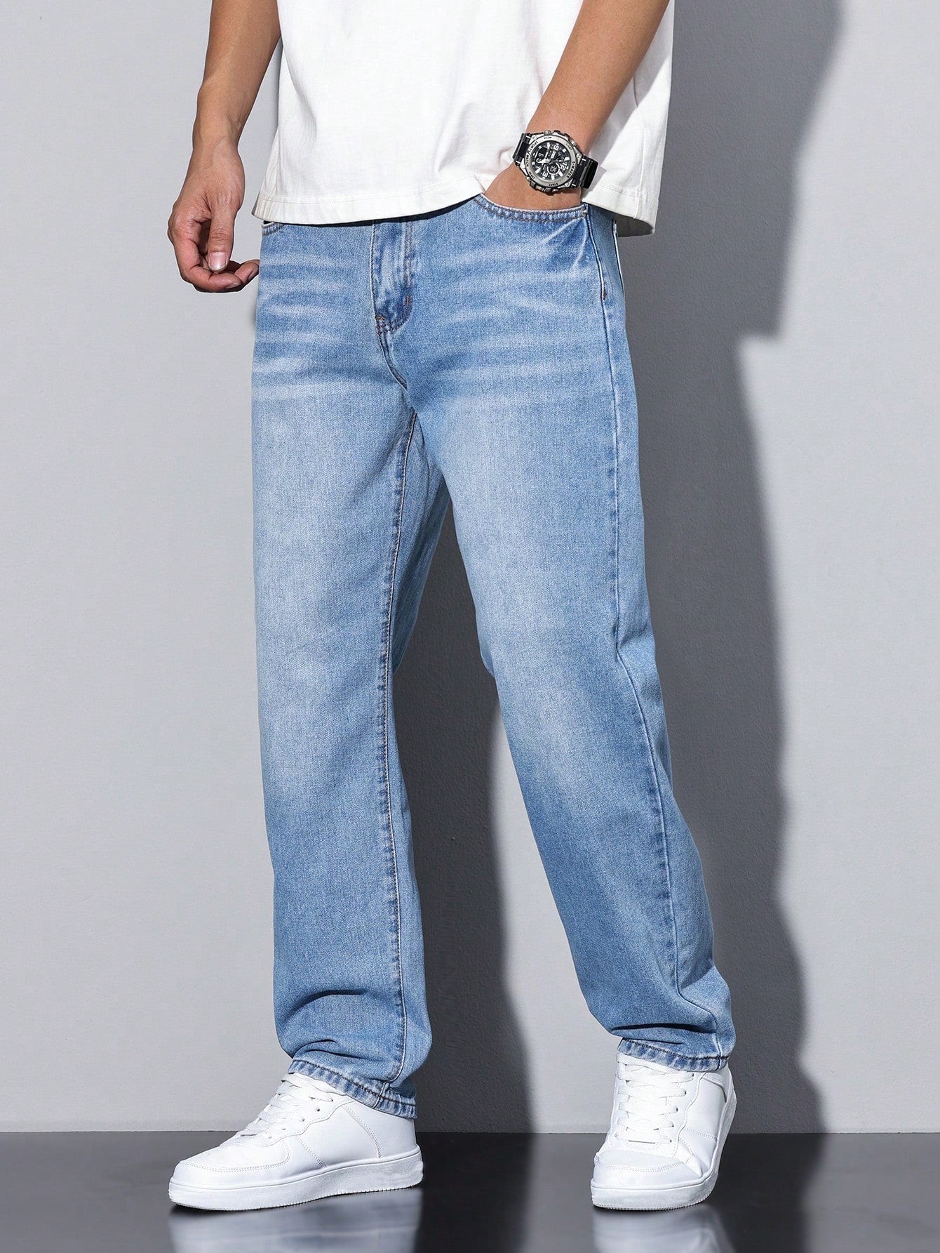 UrbanEase – Herren Jeans Daan in Uni-Farbe – Zeitloser Allrounder