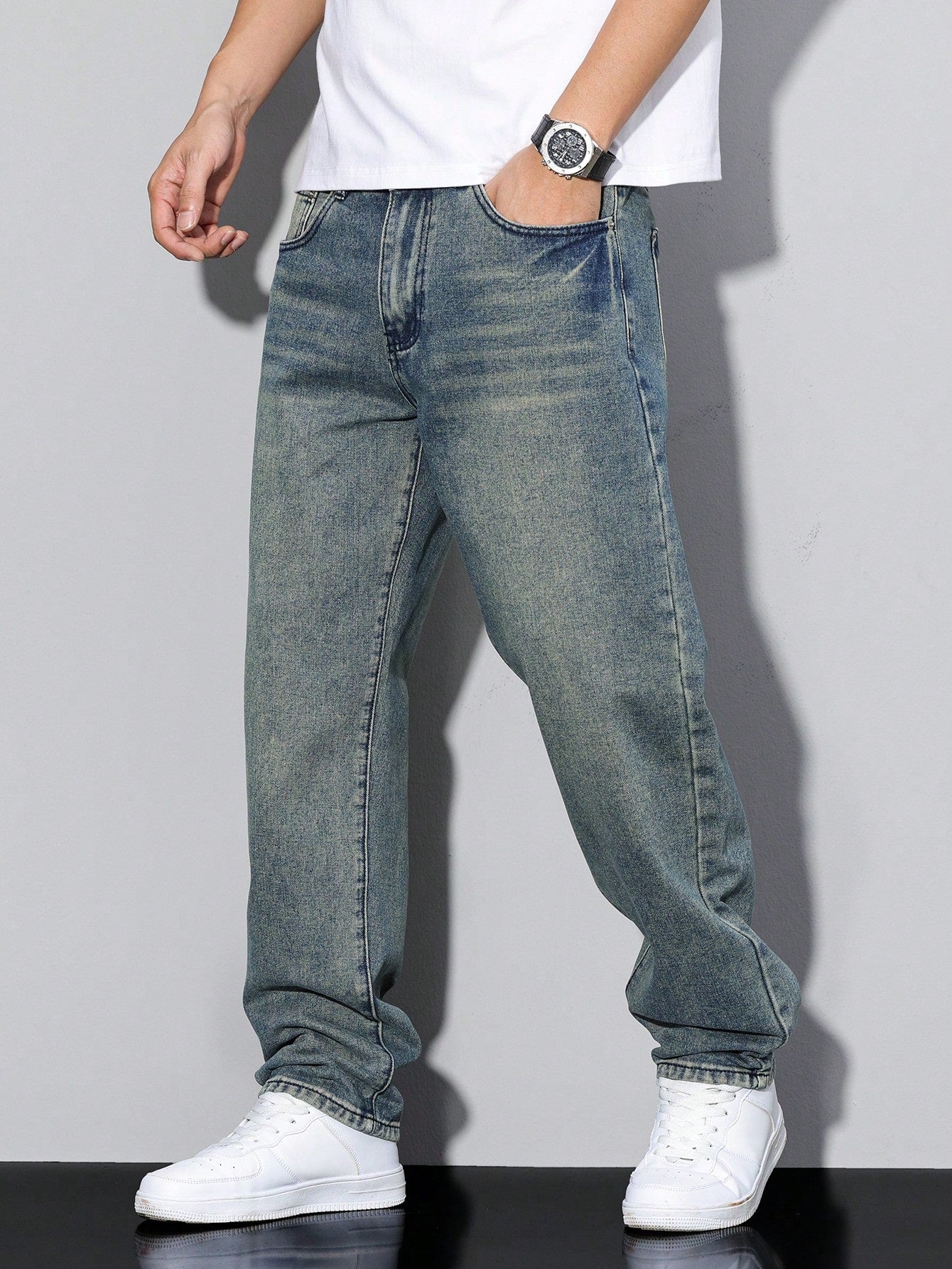 UrbanEase – Herren Jeans Daan in Uni-Farbe – Zeitloser Allrounder