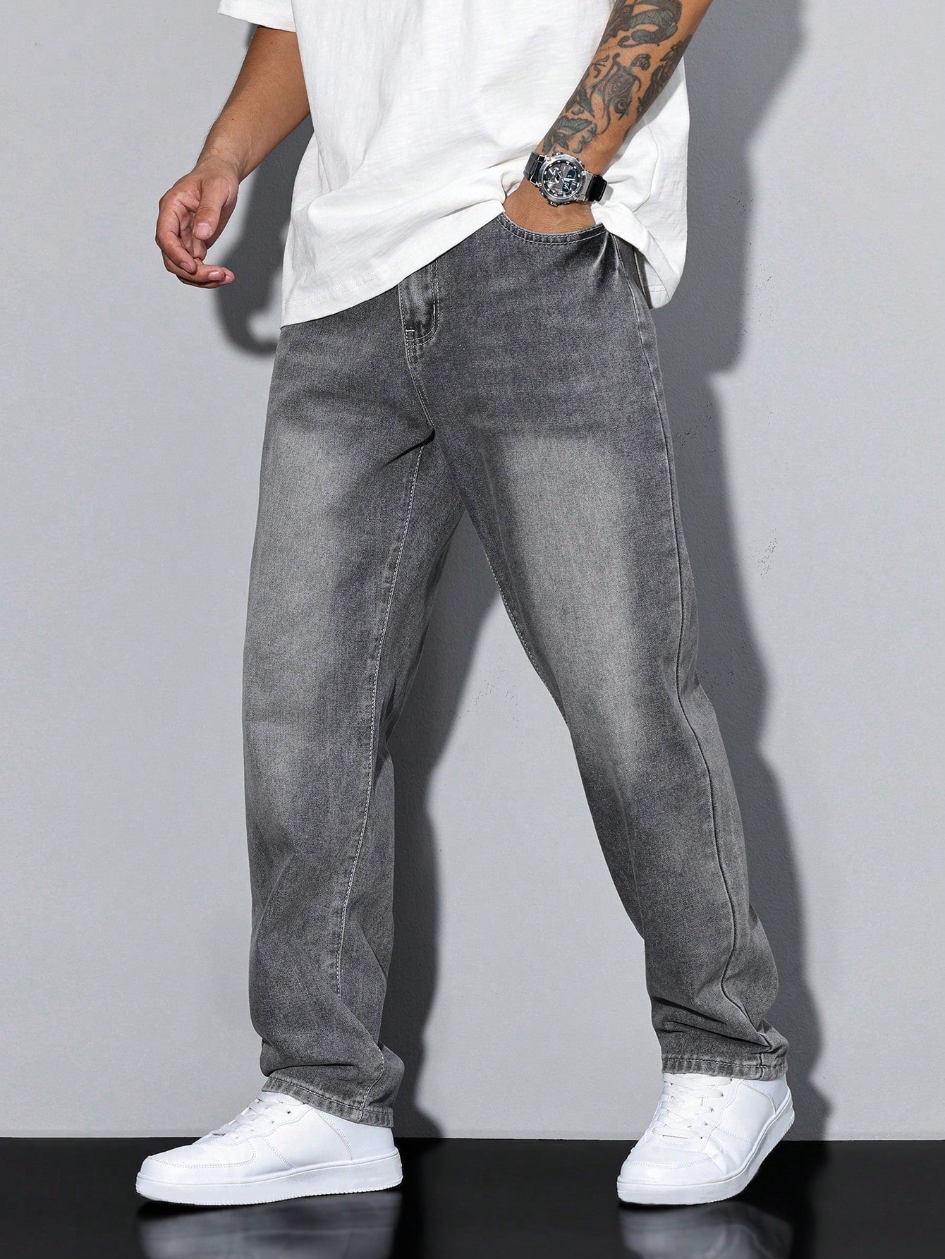 UrbanEase – Herren Jeans Daan in Uni-Farbe – Zeitloser Allrounder