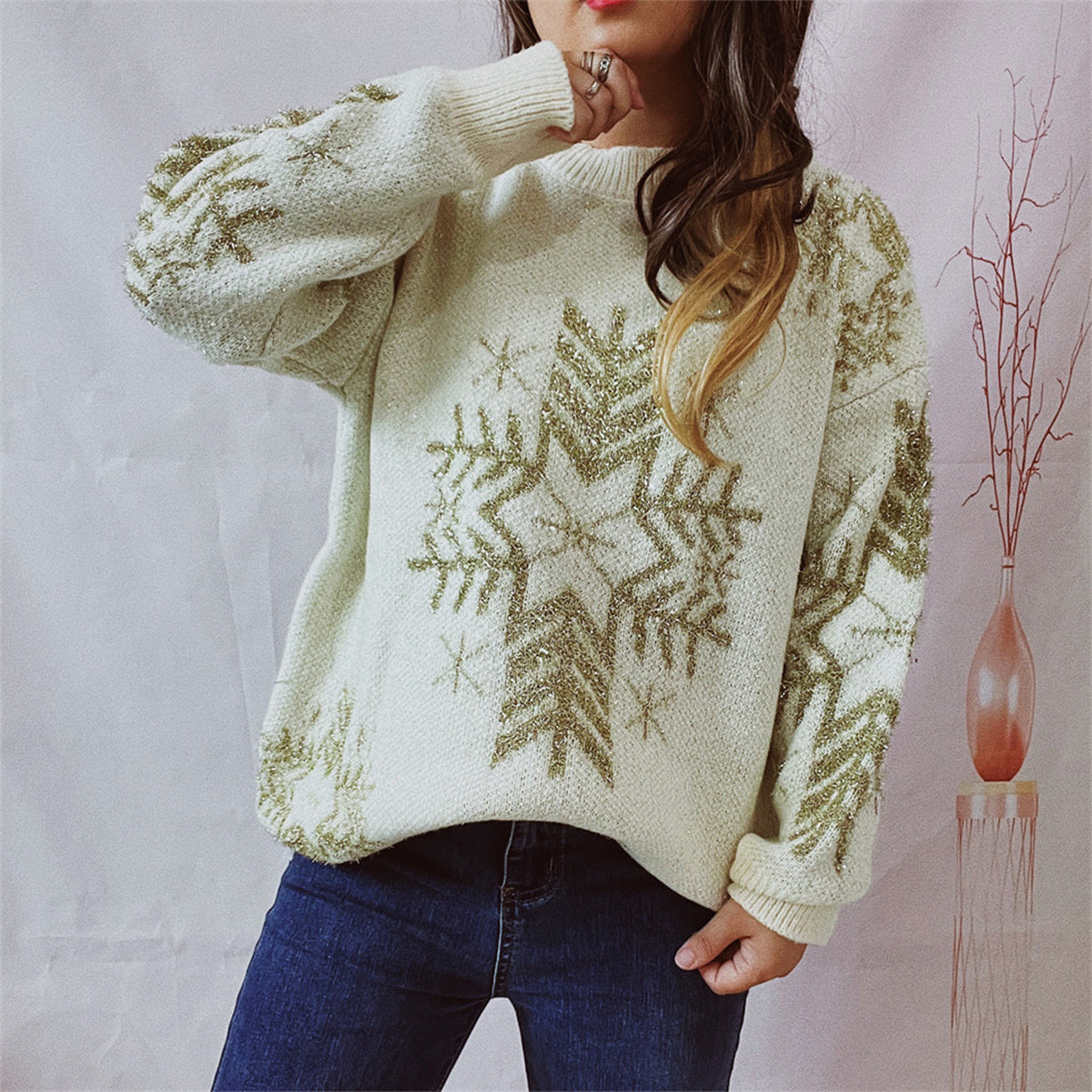 Maglione con fiocchi di neve - Maglione invernale accogliente e festivo