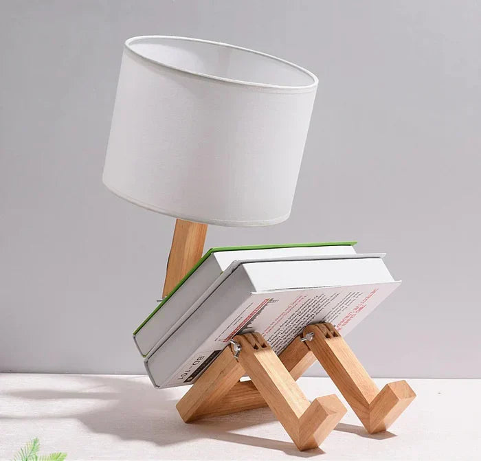 RutanFlex lampe de table robotisée réglable en bois avec support pour livres