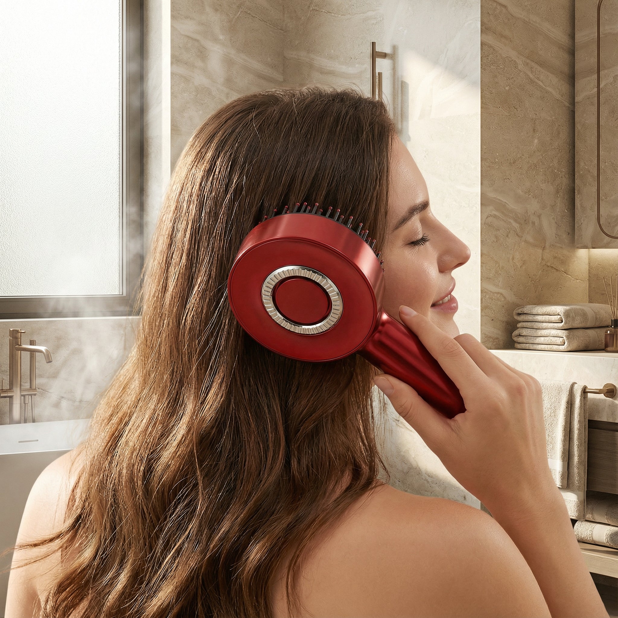 Peigne de massage électrique – Vibration, lumière rouge & design ergonomique