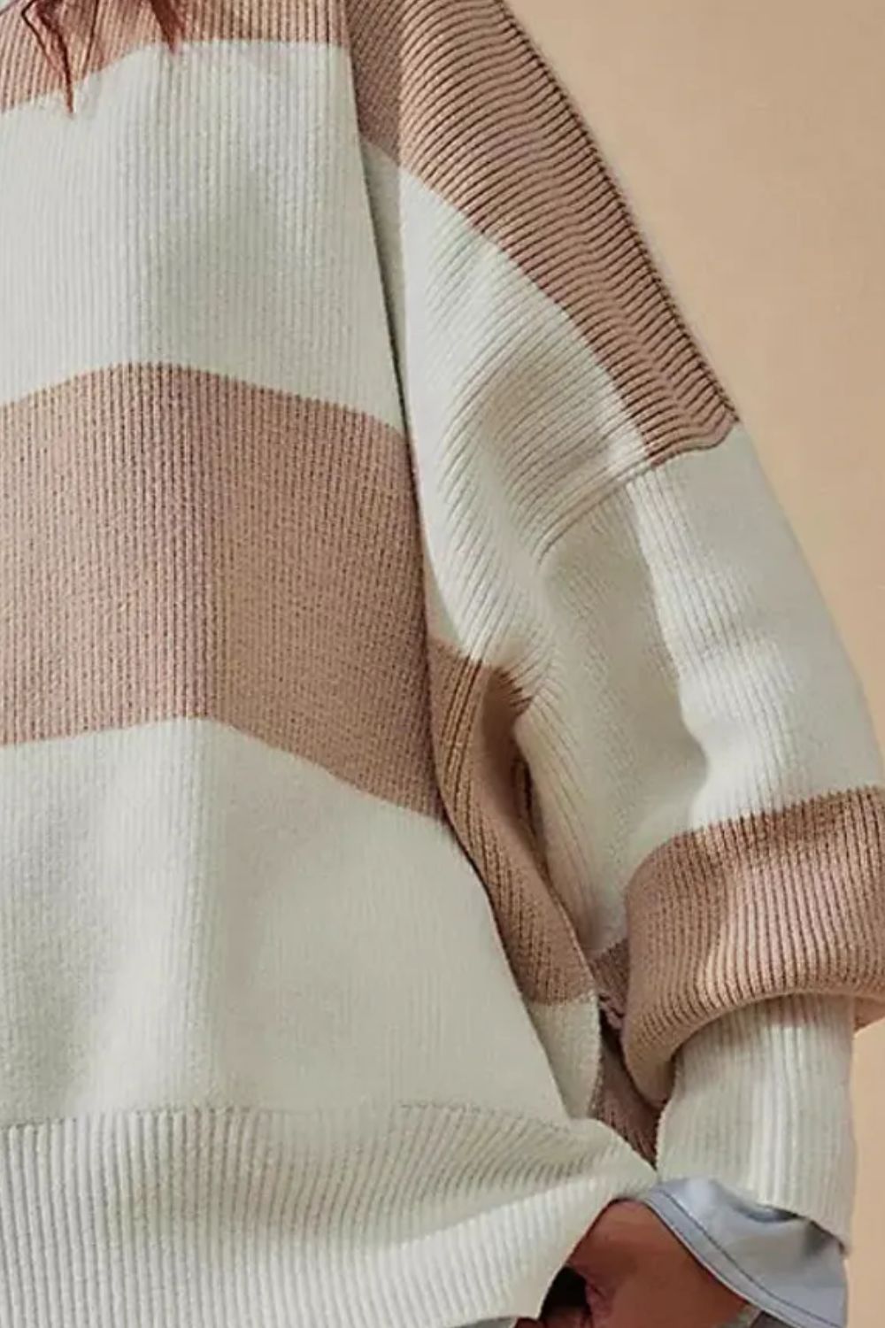Farbblock-rundhals-pullover med lange ærmer - moderigtig pullover