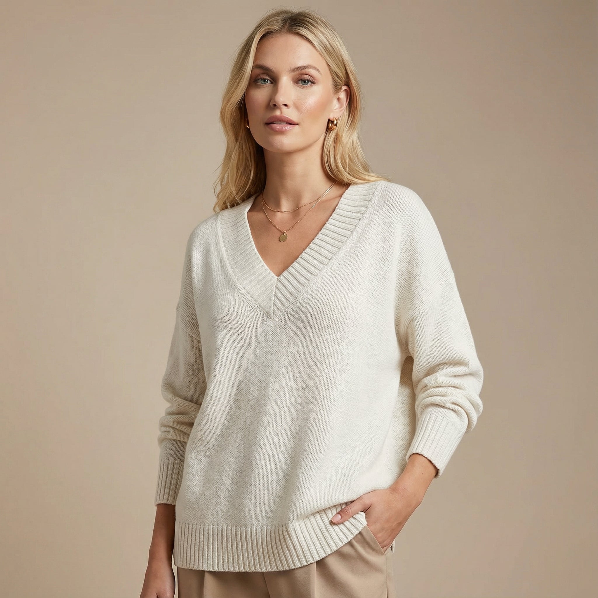Strickpullover mit V-Ausschnitt – Weiches Material & Zeitloses Design