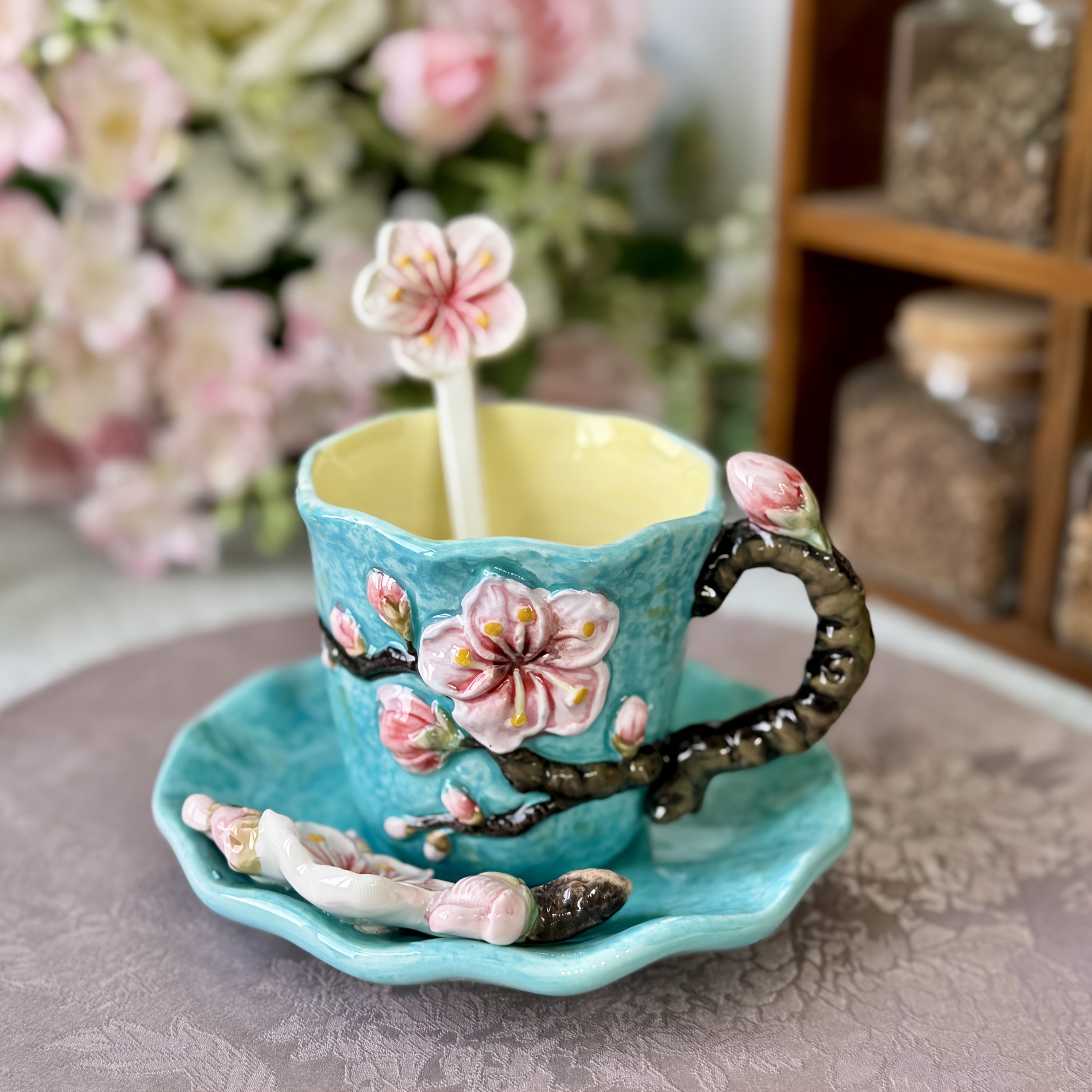 ArtSip Keramische Kop & Schotel Set – Handgeschilderd 3D Design geïnspireerd op Van Gogh Vestragear