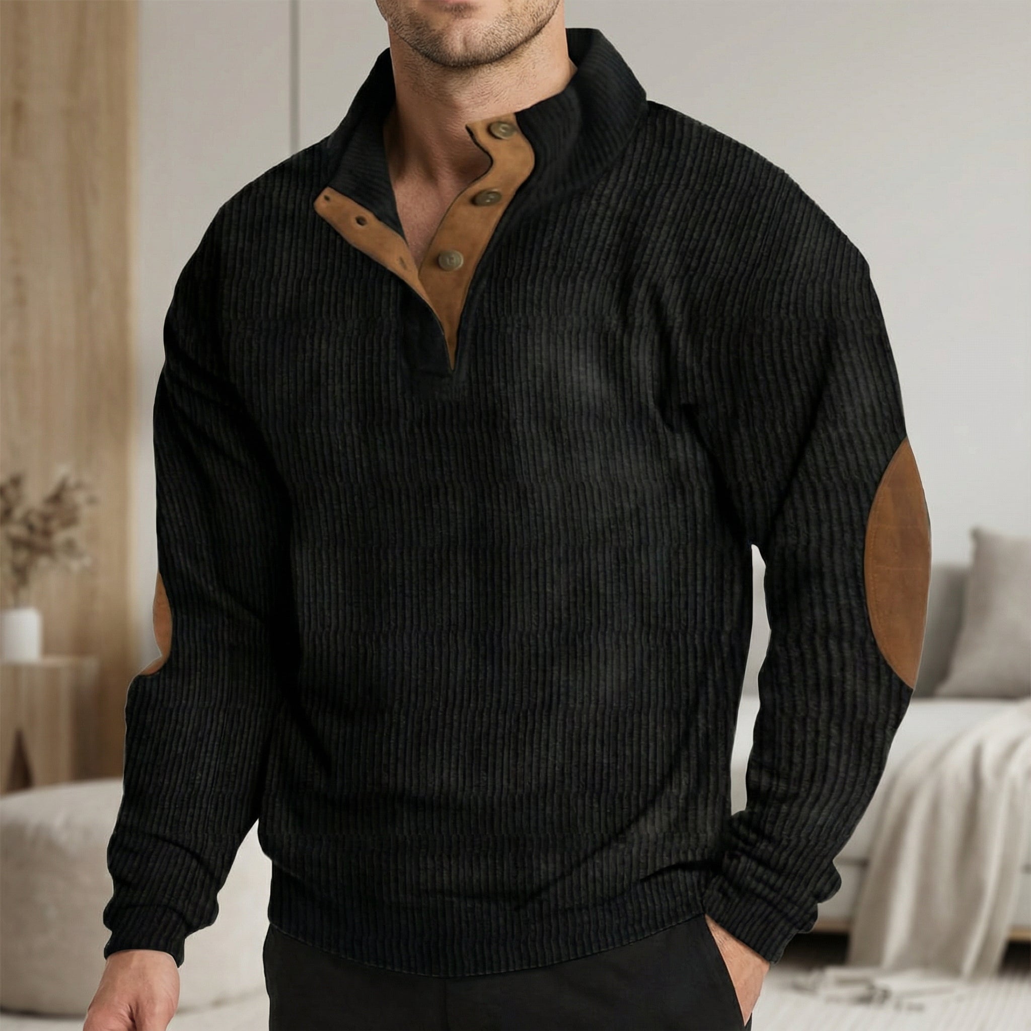 Pull-over de plein air pour hommes – Tricot structuré, matériau robuste et coupe confortable