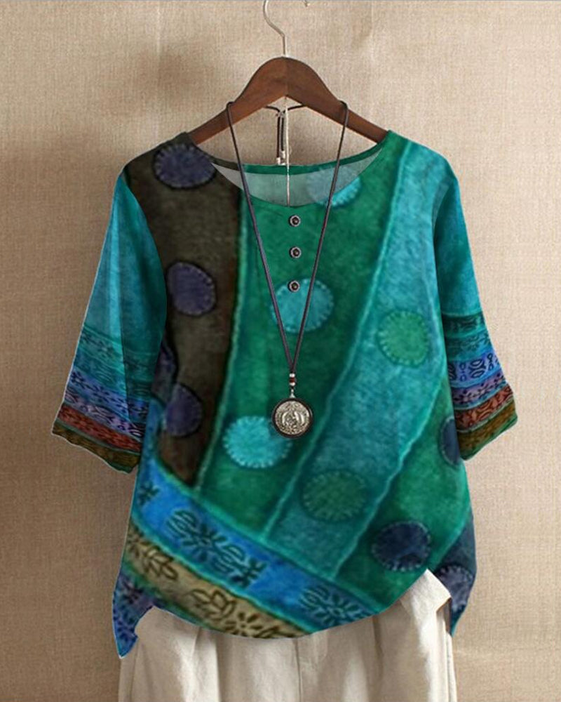 Gretta - vintage top s boho potiskem