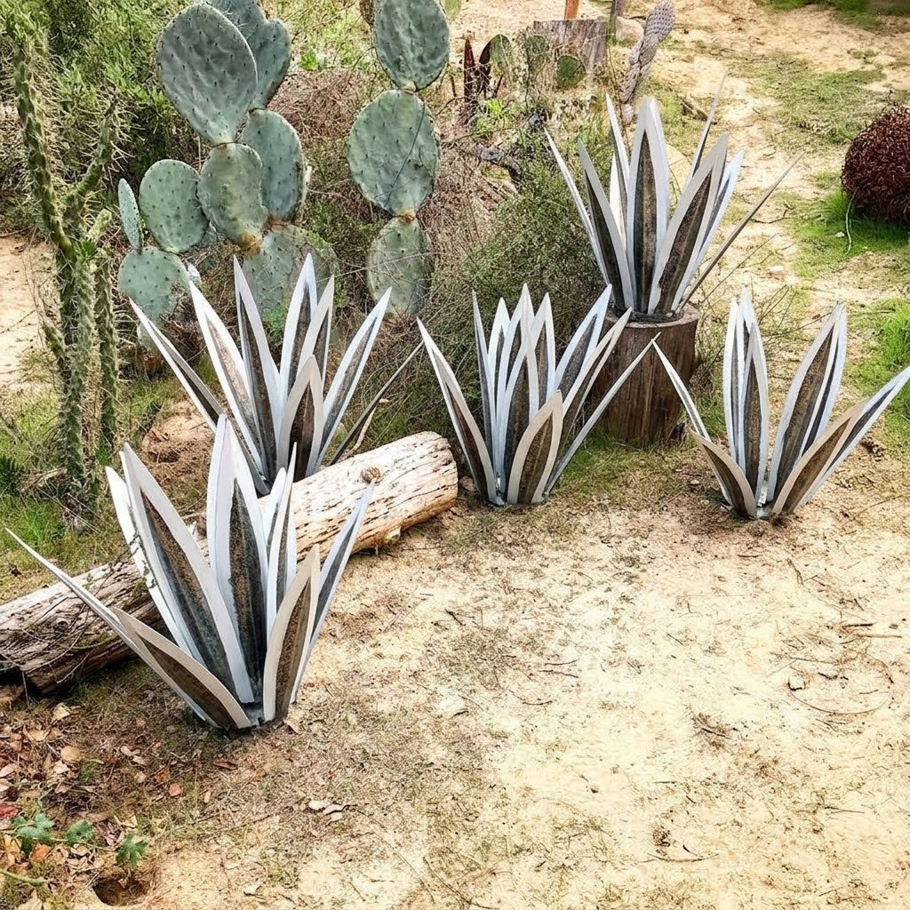 Gartenstecker Metall – Agave Gartendeko für Beet, Terrasse und Außenbereich