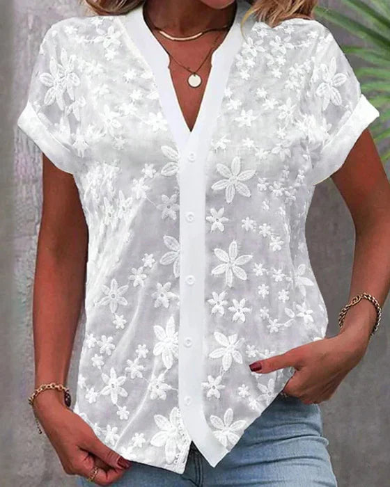 Cathrine - fritidsbluse med print og knude