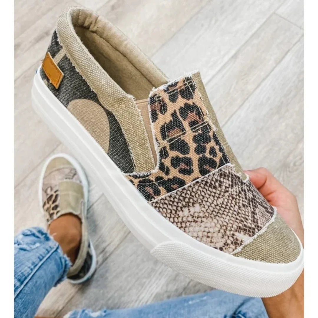 Scarpe casual in tela con motivo leopardato - Logan