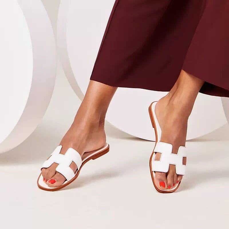 Bolendo Damen Slippers – Luxuriöse & Bequeme Sommer Schlappen aus Leder | Rutschfest & Elegant