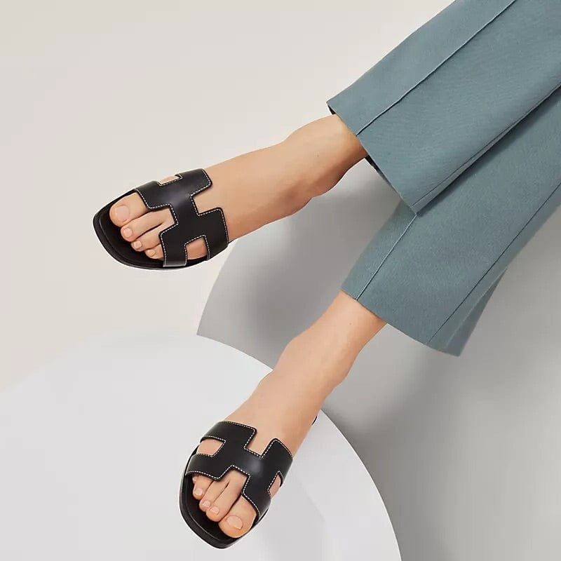 Bolendo Damen Slippers – Luxuriöse & Bequeme Sommer Schlappen aus Leder | Rutschfest & Elegant