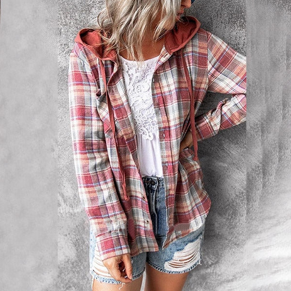 Cardigan a quadri casual con maniche lunghe - Alivia