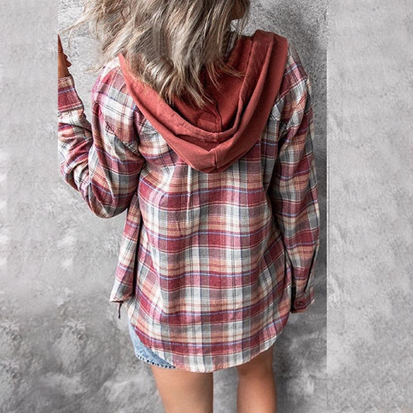 Cardigan a quadri casual con maniche lunghe - Alivia