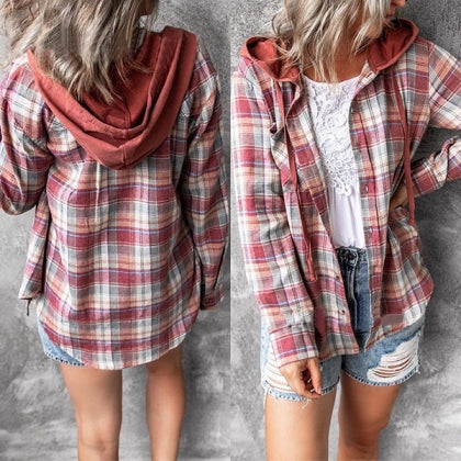 Cardigan a quadri casual con maniche lunghe - Alivia