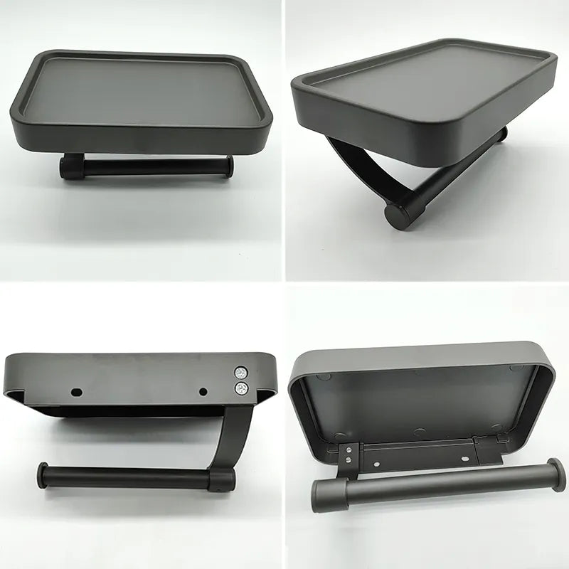 SteelCraft – Toiletrulleholder i rustfrit stål med hylde – Moderne & praktisk