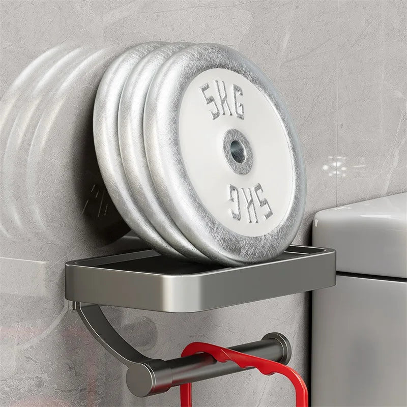 SteelCraft – Toiletrulleholder i rustfrit stål med hylde – Moderne & praktisk