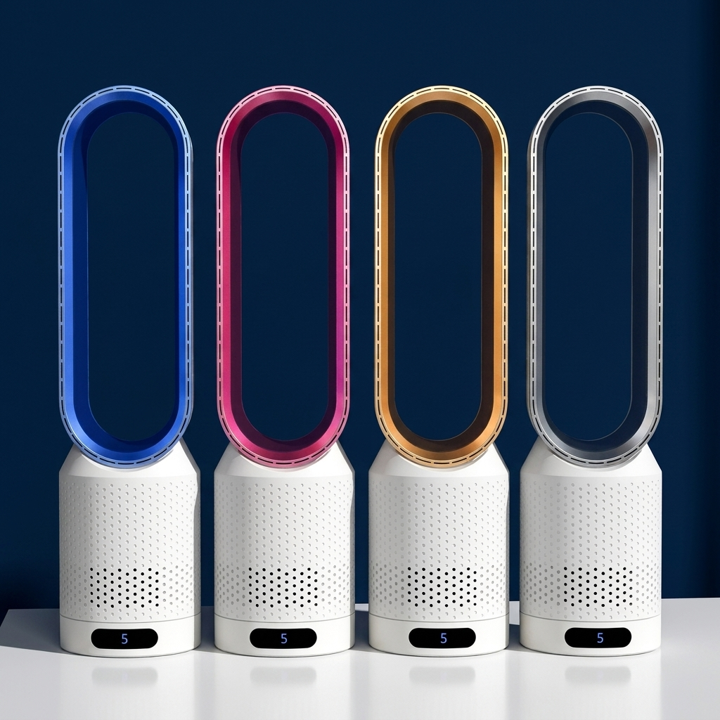 AirPure refroidisseur d'air 3-en-1 avec filtre à air, oscillation et commande tactile LED – sans pales, silencieux et moderne