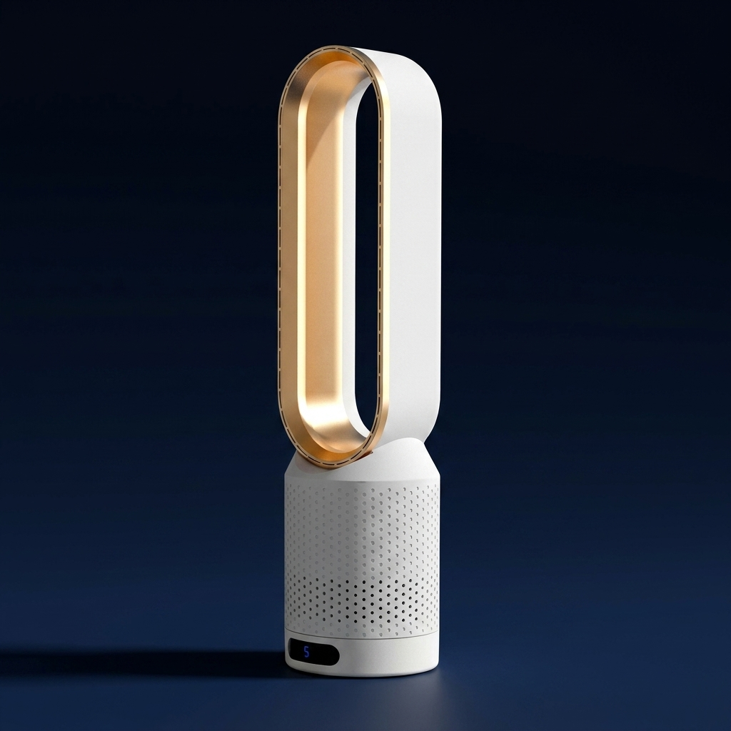 AirPure refroidisseur d'air 3-en-1 avec filtre à air, oscillation et commande tactile LED – sans pales, silencieux et moderne