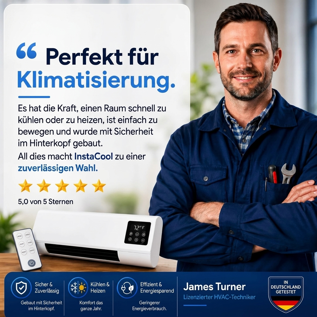 Wand-Luftkühler & Heizlüfter – 2-in-1 Gerät mit Timer und Fernbedienung