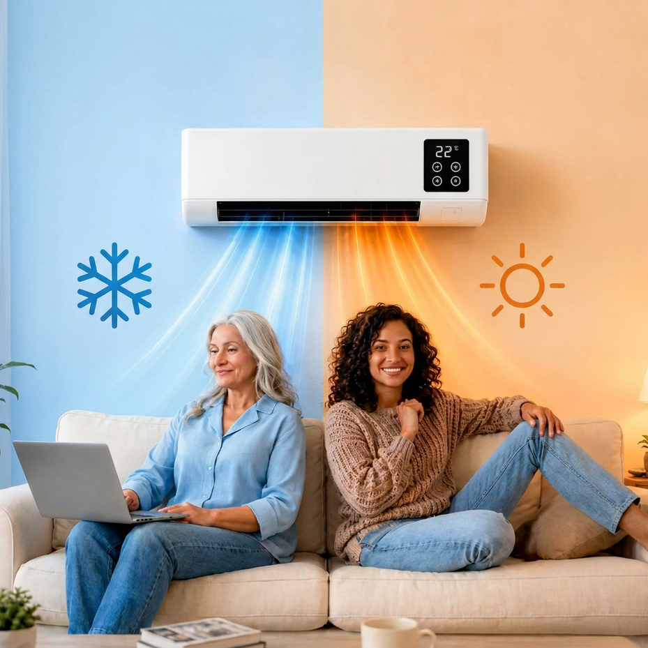 Wand-Luftkühler & Heizlüfter – 2-in-1 Gerät mit Timer und Fernbedienung