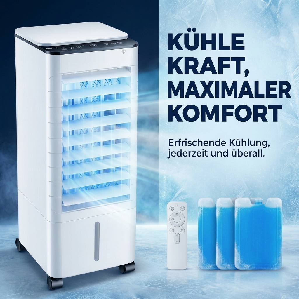 Luftkühler – Mobiler 3-in-1 Verdunstungskühler mit Wasserkühlung