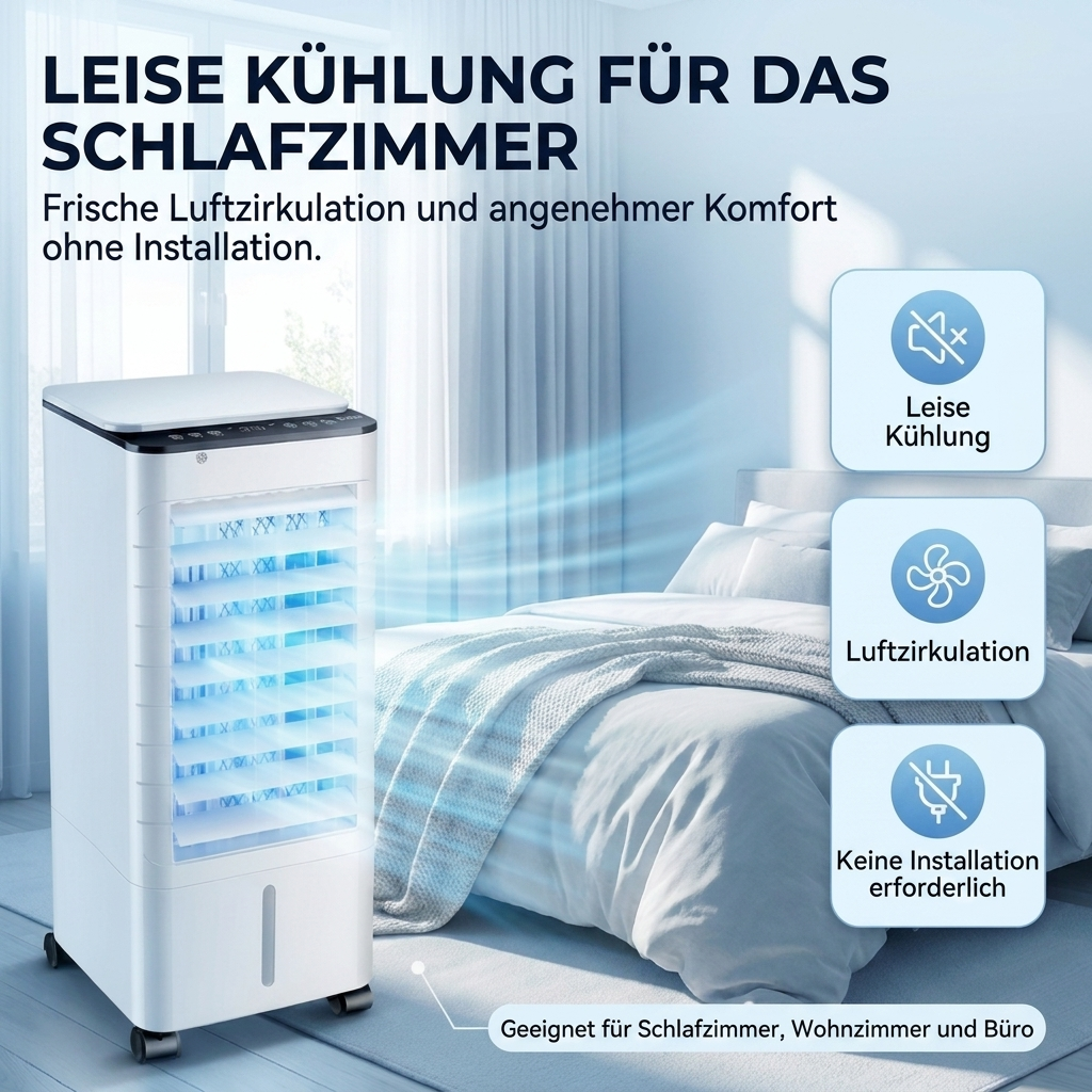 Luftkühler – Mobiler 3-in-1 Verdunstungskühler mit Wasserkühlung