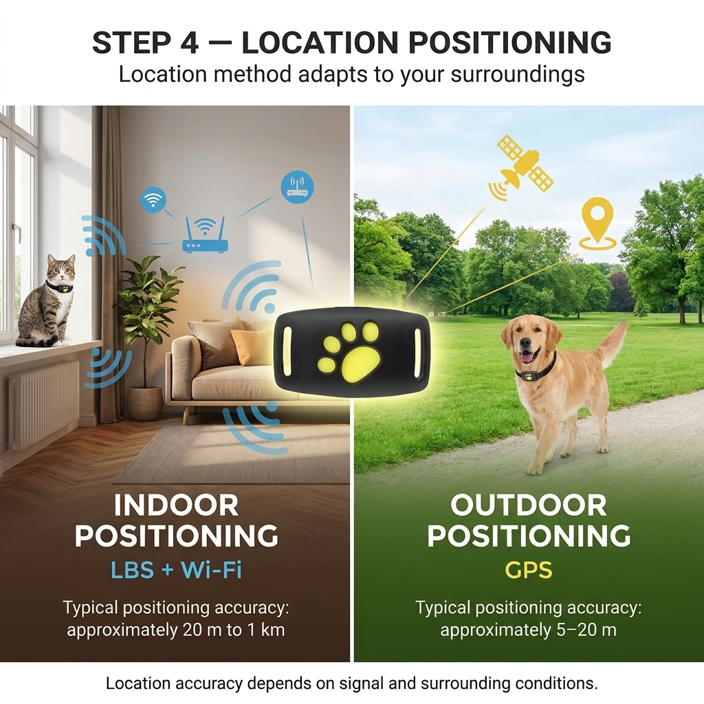 Localizzatore GPS per cani e gatti – Posizionamento in tempo reale con design compatto e batteria durevole