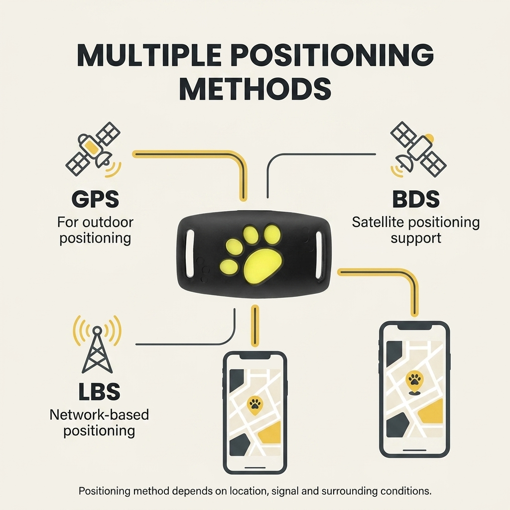Localizzatore GPS per cani e gatti – Posizionamento in tempo reale con design compatto e batteria durevole