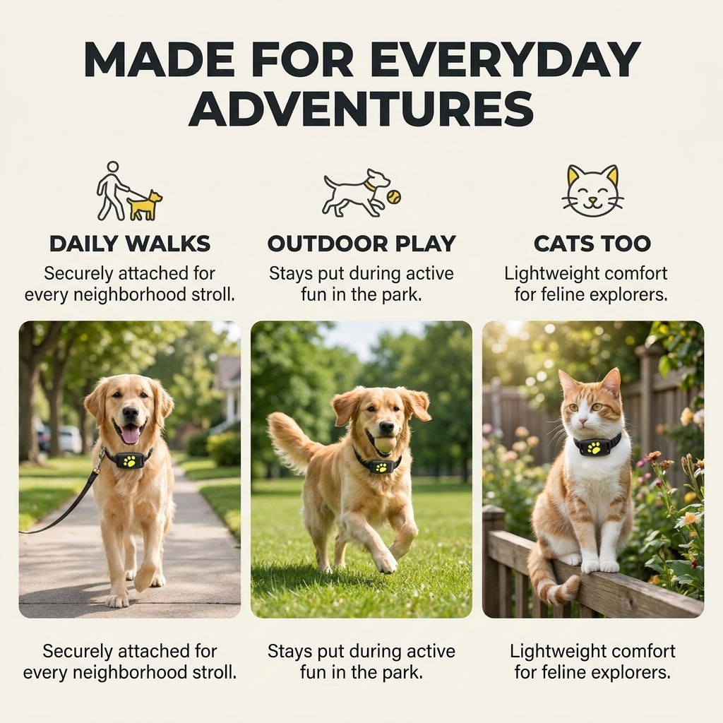 Localizzatore GPS per cani e gatti – Posizionamento in tempo reale con design compatto e batteria durevole