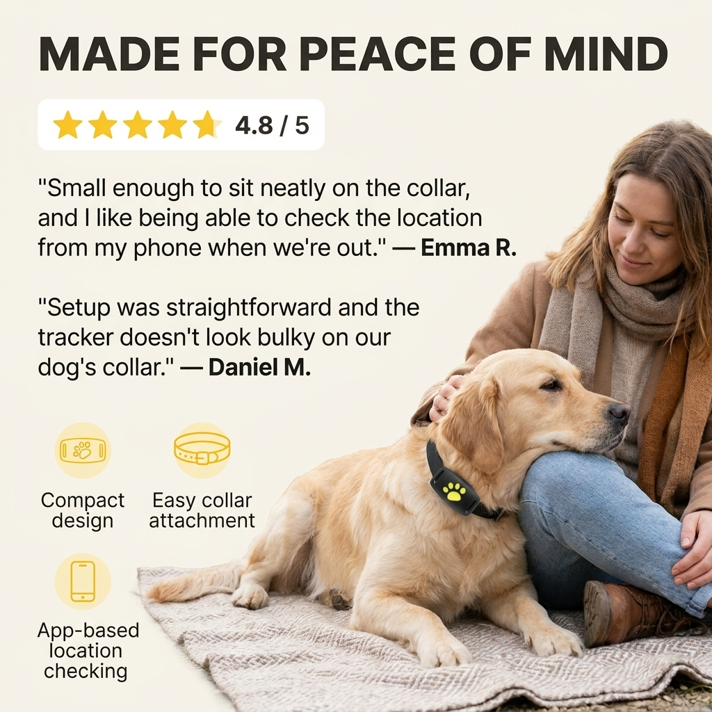 Localizzatore GPS per cani e gatti – Posizionamento in tempo reale con design compatto e batteria durevole