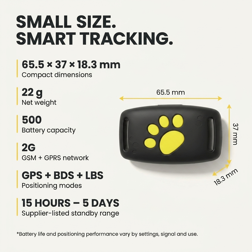 Localizzatore GPS per cani e gatti – Posizionamento in tempo reale con design compatto e batteria durevole