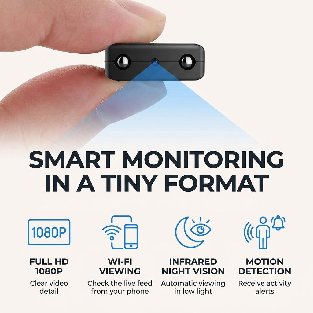 Mini camera – compact design, Full-HD opname & nachtzichtfunctie