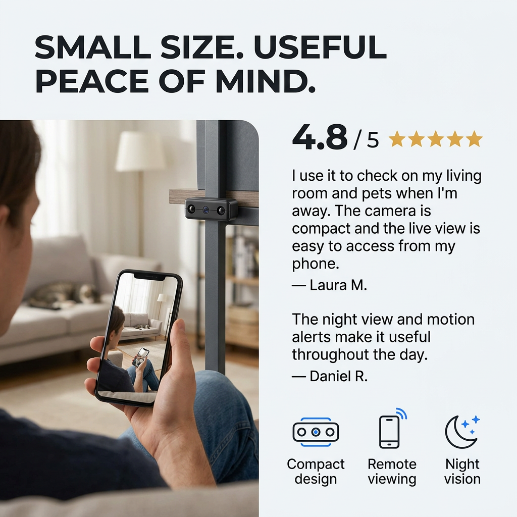 Mini camera – compact design, Full-HD opname & nachtzichtfunctie