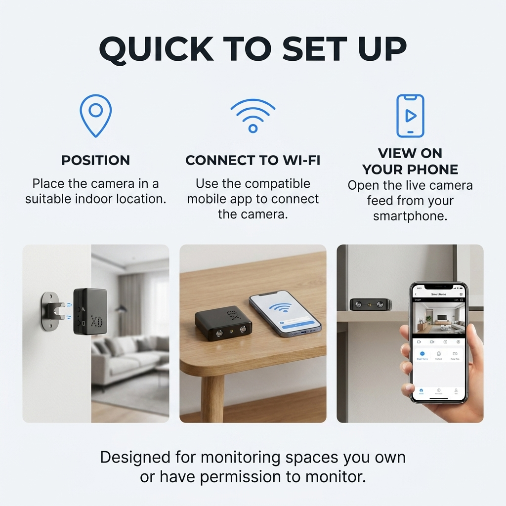 Mini camera – compact design, Full-HD opname & nachtzichtfunctie