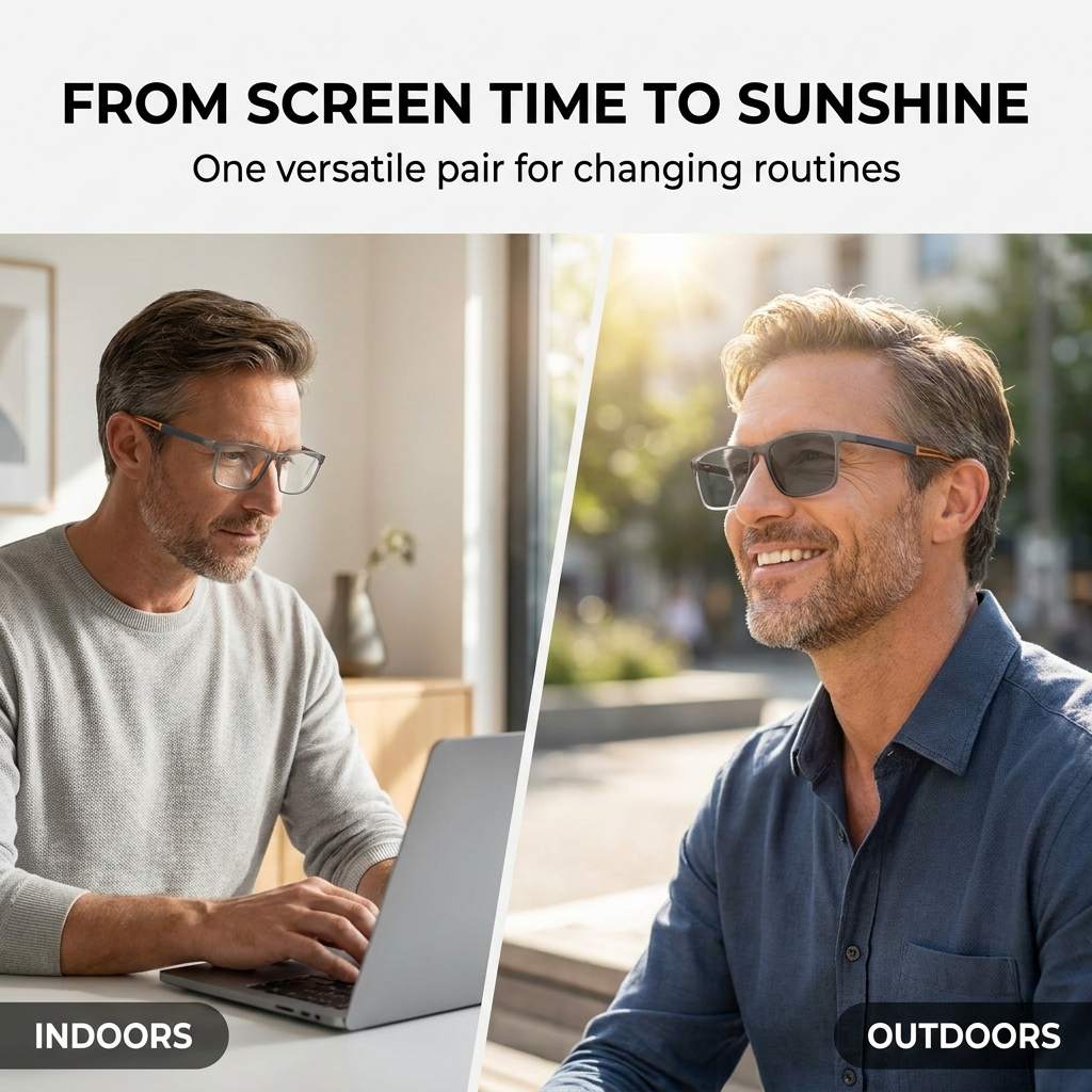 Lunettes progressives à teinte variable – Lunettes de lecture multifocales avec filtre anti-lumière bleue
